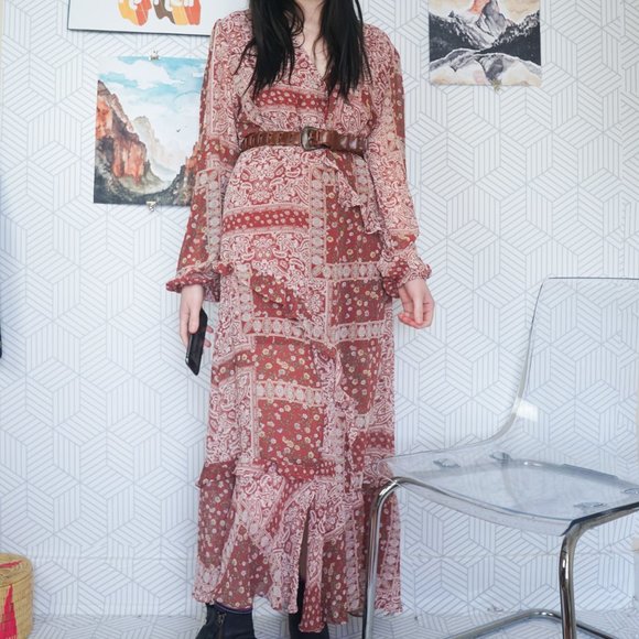 Lulus Dresses & Skirts - Lulus Ruffle Boho Printed Maxi dress Medium